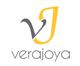 Logotipo de "verajoya" con letras "v" gris y "j" dorada, estilo moderno.