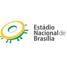 Logo do Estádio Nacional de Brasília com ícone circular estilizado em verde e amarelo.
