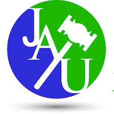 Logo with "JAYU" text and a gavel, in a green and blue circular design.