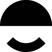 Icône minimaliste en noir et blanc représentant un demi-cercle et un arc inversé.