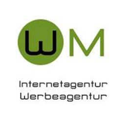 Grünes Logo mit "WM", darunter "Internetagentur Werbeagentur" in schwarzer Schrift.