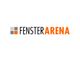 Logo mit Schriftzug "FensterArena" in Schwarz und Orange, daneben graue und orange Quadrate.