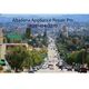City street view with "Altadena Appliance Repair Pro" contact info overlaid in the sky area.