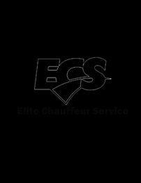 Logo mit den Buchstaben ECS und darunter "Elite Chauffeur Service" auf schwarzem Hintergrund.