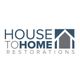 "House to Home Restorations logo with house graphic in blue and gray."