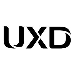 Schwarzes Logo mit den Buchstaben U, X, und D auf weißem Hintergrund.