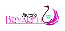 Logo de Bisutería Bryareli con un diseño de cisne y un diamante verde.
