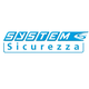 Logo di "System Sicurezza" in blu con scritta stilizzata e simbolo a forma di onda.