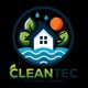 Logo van Cleantec Reiniging Limburg met huis, bladeren, zon en waterdruppels.