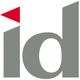 Graues "id"-Logo mit rotem Dreieck über dem "i".