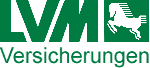 Logo von LVM Versicherungen mit stilisiertem Pferd auf grünem Hintergrund.