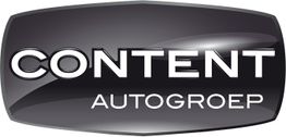 Zwart logo met tekst "Content Autogroep" in witte letters.