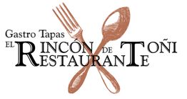 Logotipo de "El Rincón de Toñi" con tenedor y cuchara cruzados.