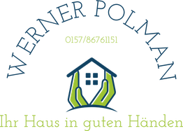 Werbung mit Hauslogo, Telefonnummer und Slogan: "Ihr Haus in guten Händen".