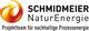 Logo von Schmidmeier NaturEnergie, Projektteam für nachhaltige Prozessenergie, mit gelbem Symbol.