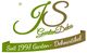 Logo von JS GartenDeko, seit 1997, mit grün-braunem Schriftzug und dekorativem Banner.