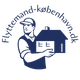 Flyttemand med huslogo og teksten "Flyttemand-københavn.dk" i en cirkel omkring figuren.