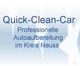 „Quick-Clean-Car: Professionelle Autoaufbereitung im Kreis Neuss, blauer Hintergrund mit Glanz.“