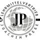 Grau-weißes Logo mit Weltkugel und den Buchstaben JP, umgeben von Text: Lehrmittelvertrieb Joachim Preße.