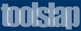 Der Schriftzug "toolslap" in hellblau vor einem dunkelblauen Hintergrund.