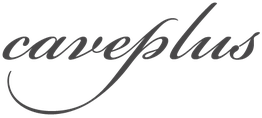 Texto "caveplus" en letra cursiva negra sobre fondo blanco.