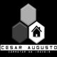 Logotipo com hexágonos e casa estilizada, texto "Cesar Augusto Corretor de Imóveis" abaixo.