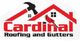 Cardinal Roofing and Gutters logo with a hammer and cardinal on a stylized roof.