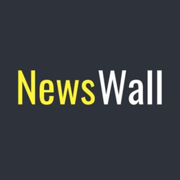 Logo mit Text "NewsWall" auf dunklem Hintergrund.