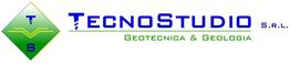 Logo di TecnoStudio S.R.L., Geotecnica & Geologia, con un simbolo verde a sinistra.
