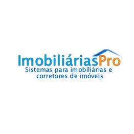 Logotipo "ImobiliáriasPro" com slogan: "Sistemas para imobiliárias e corretores de imóveis".