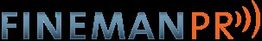 Logo displaying "FINEMAN PR" in blue and orange with sound wave design.