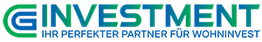 Textlogo in Grün und Blau mit dem Wort „INVESTING“.