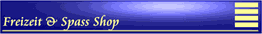 Blaues Banner mit gelber Schrift: "Freizeit & Spaß Shop" und gelbem Symbol rechts.