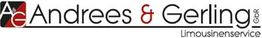 Logo von Andrees & Gerling GbR, Limousinenservice, schwarzer Text mit rotem Akzent auf weiß.