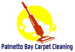 Red vacuum and yellow circle, text: "Palmetto Bay Carpet Cleaning" below.