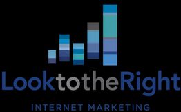 Logo with blue bar graph and text: "Look to the Right - Internet Marketing" on black background.