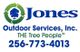 Jones Outdoor Services, Inc. logo with tree symbol and phone number: 256-773-4013.