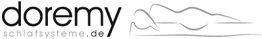 Logo von "doremy schlafsysteme.de" mit einer stilisierten Linie eines schlafenden Menschen.