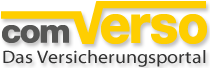 Logo von comVerso, dem Versicherungsportal, in Schwarz und Gelb.