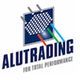 Logo van Alutrading met de tekst "For Total Performance" en een grafisch ontwerp met lijnen.