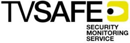 Logo mit der Aufschrift "TVSAFE Security Monitoring Service" und einem gelben Auge-Symbol.