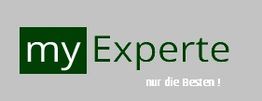 Textgrafik: "myExperte" in Grün mit Slogan "nur die Besten!" auf grauem Hintergrund.