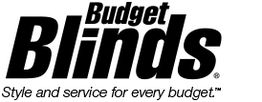 Logo with text "Budget Blinds: Style and service for every budget."