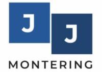 Logo med to blå firkanter og bogstaverne "JJ" samt teksten "Montering" nedenunder.