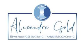Logo von Alexandra Gold mit Text: Bewerbungsberatung | Karrierecoaching, blauer Kreis in der Mitte.