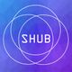 Abstract purple background with overlapping circles and the word "SHUB" in the center.