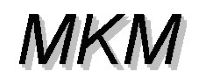 Text "MKM" in schwarzer Schrift mit grauem Schatten auf weißem Hintergrund.