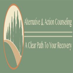 Logo of Alternative & Action Counseling with a pathway and trees. Text: "A Clear Path To Your Recovery."