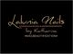 Schwarzes Logo mit goldener Schrift: "Lalunia Nails by Katharina - Nailbeautification".