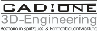 Logo mit Text "CAD!ONE 3D-Engineering" und Slogan in kleinerer Schrift darunter.